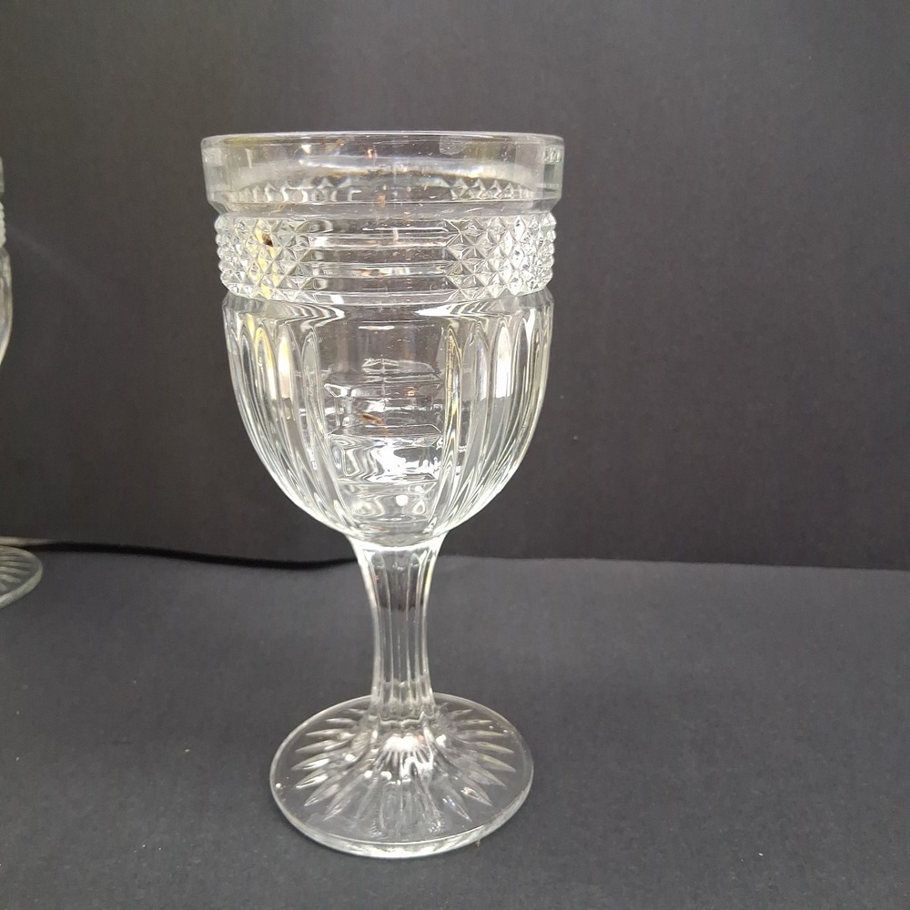 5 Vintage Libby Radiant 7.25" Water/Wine‎ Goblets Diamonds  & Vertical Lines - Picture 6 of 6